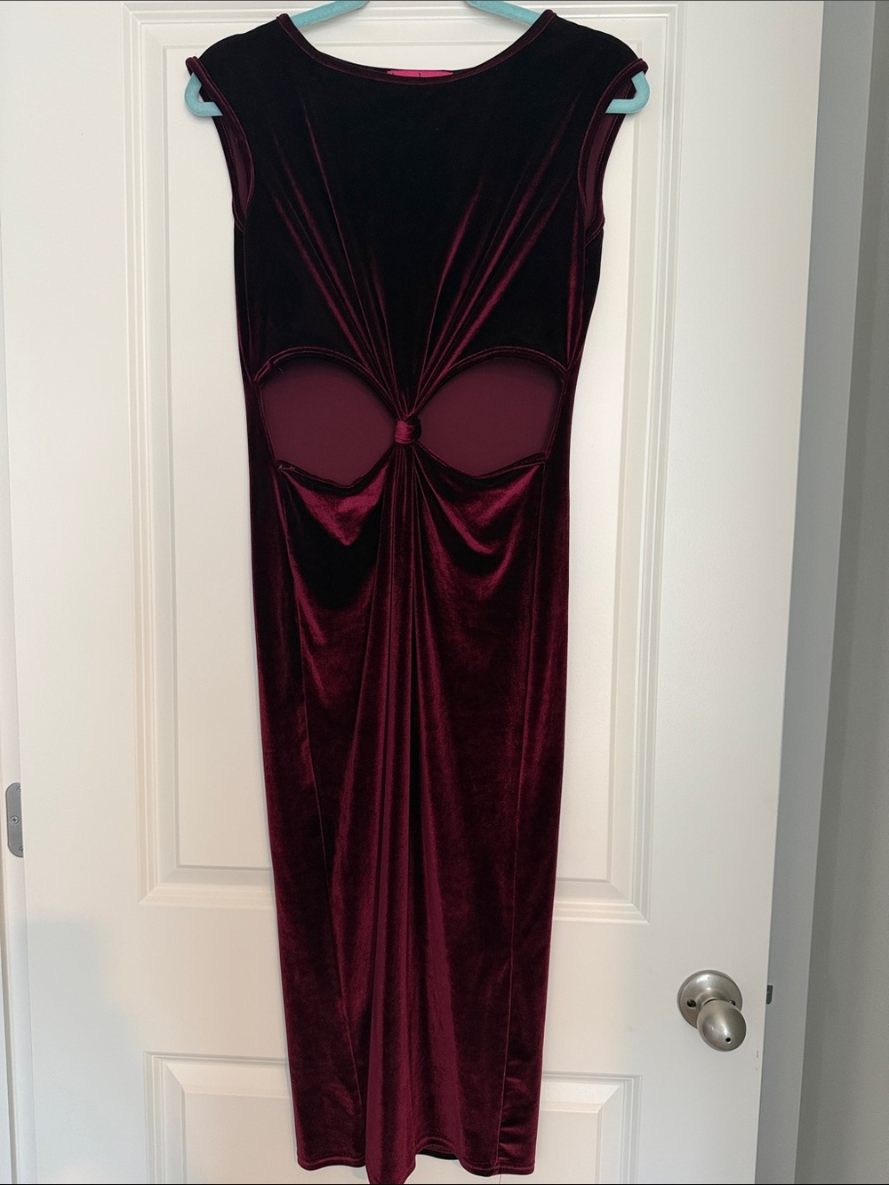 Boohoo Burgundy Velvet Cutout Midi Dress